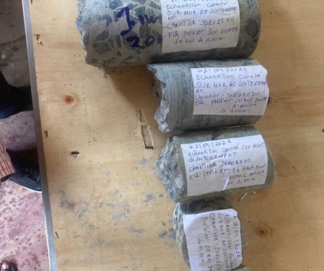 Essais de vérification d’un mur en béton après éboulement