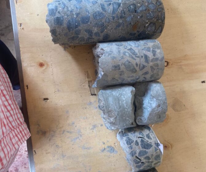 Essais de vérification d’un mur en béton après éboulement