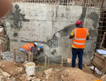 Essais de vérification d’un mur en béton après éboulement