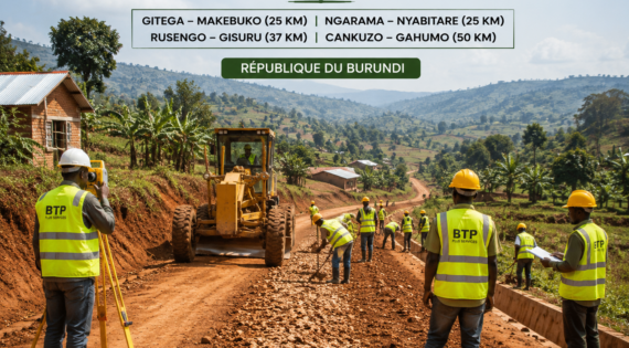 Etude d’Impact Environnemental et Social (EIES) pour l’amélioration des routes Gitega – Makebuko (25 km), Ngarama–Nyabitare (25 km), Rusengo – Gisuru (37 km) et Cankuzo – Gahumo (50 km).